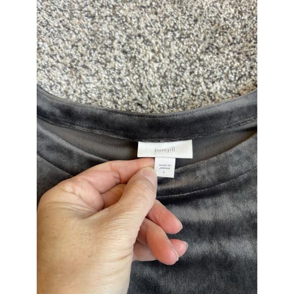 Pure Jill J. Jill Gray Velvet Kimono Sleeve Top Large Velour Soft Lagenlook NWT - Picture 2 of 8